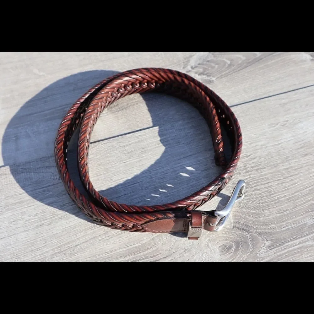 Nautica leather braided belt brown professional